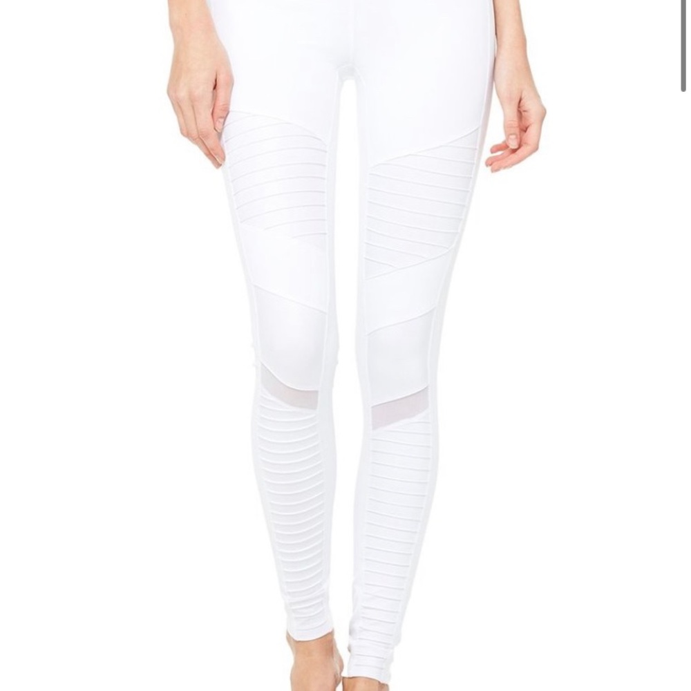 Alo Yoga White Moto Leggings